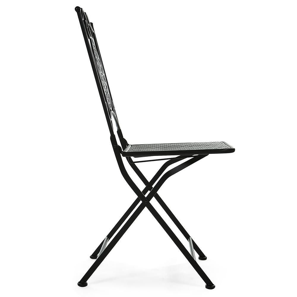 Кованый складной стул черного цвета