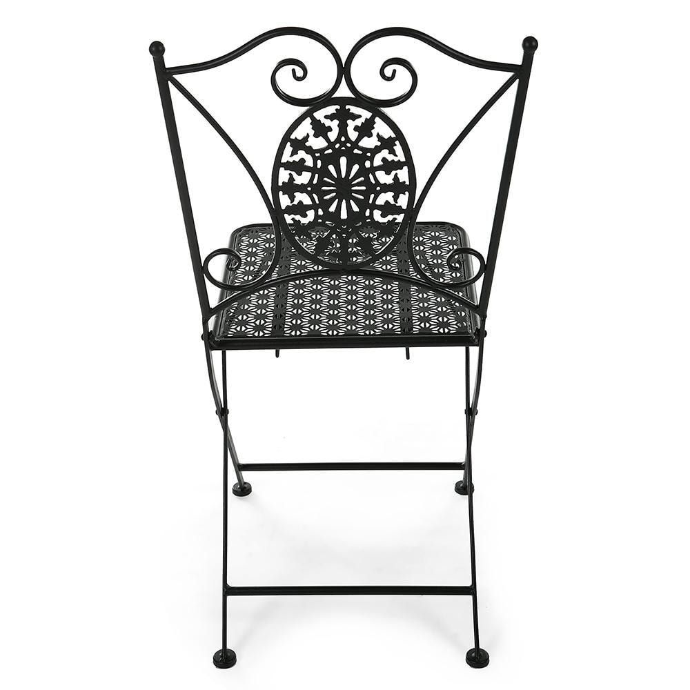 Кованый складной стул черного цвета