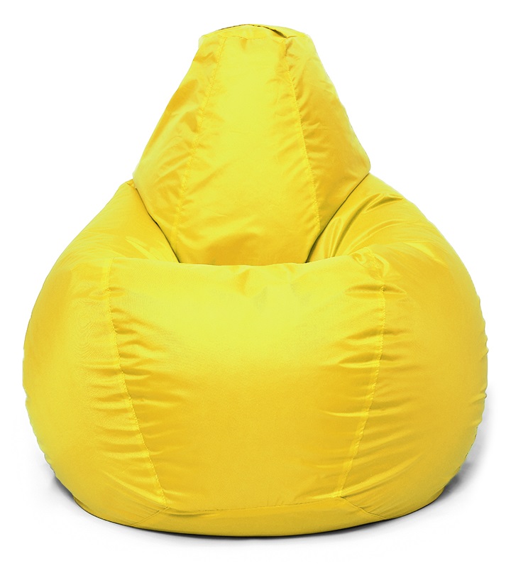 Бескаркасное кресло в форме груши. Цвет желтый.