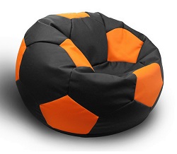 Бескаркасное кресло-мяч. Цвет черный/оранжевый.