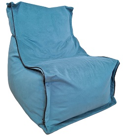 Бескаркасное прямоугольное кресло. Цвет голубой.