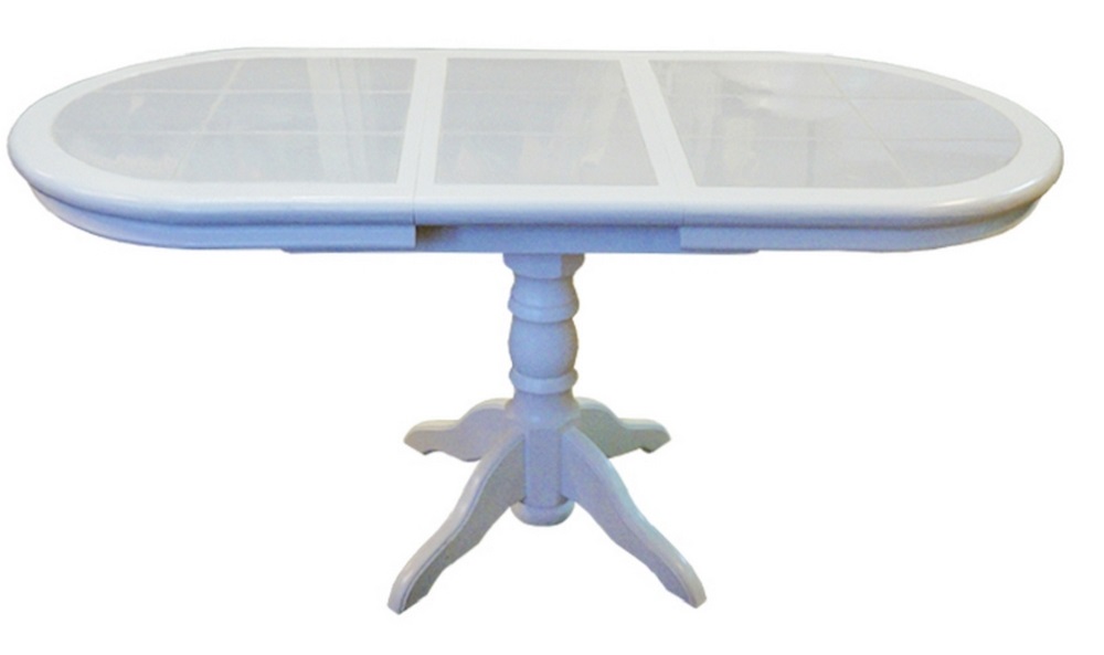 Деревянный стол с плиткой. Цвет слоновая кость, плитка 02.