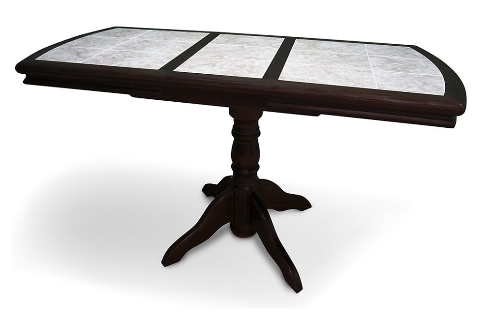 Деревянный стол с плиткой. Цвет махагон, плитка 04.