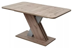 Обеденный раскладной стол из ЛДСП, цвет Дуб Трюфель/ Алюминий.