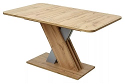 Обеденный раскладной стол из ЛДСП, цвет Дуб вотан/ Алюминий.