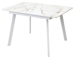 Нераздвижной стол со стеклом. Цвет белый(аурум).