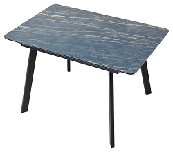 Нераздвижной стол со стеклом. Цвет синий/серый(монблан)
