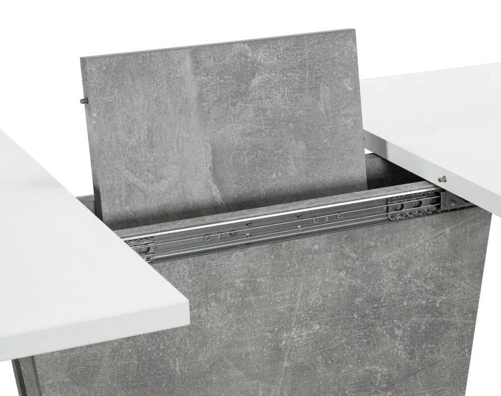 Обеденный раскладной стол из ЛДСП. Цвет белый/бетон. Механизм раскладки.