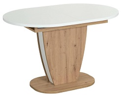 Обеденный раскладной стол из ЛДСП. Цвет: дуб Артисан/белый.

