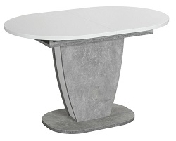 Обеденный раскладной стол из ЛДСП. Цвет: бетон/белый.
