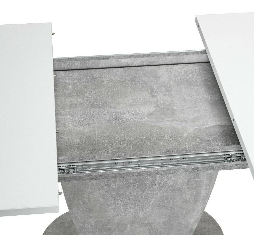 Обеденный раскладной стол из ЛДСП. Цвет: бетон/белый.
