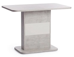 Обеденный раздвижной стол на тумбе. Цвет бетон/белый.