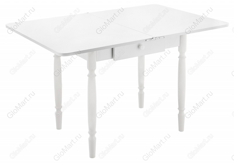 Обеденный стол в разложенном состоянии. Цвет белый глянец.