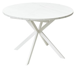 Круглый раскладной стол из ЛДСП. Цвет белый леванто