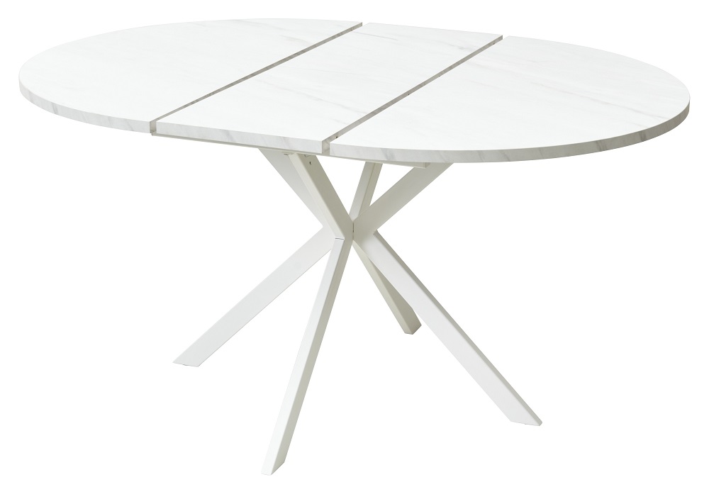Круглый раскладной стол из ЛДСП. Цвет белый леванто