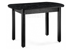 Полуовальный раскладной стол из массива березы и ЛДСП. Цвет черный.