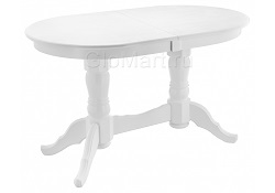 Раскладной стол овальной формы из массива дерева. Цвет белый.