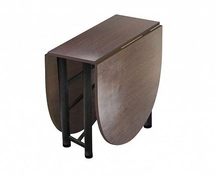 Стол-книжка овальной формы в современном стиле, изготовлен из ЛДСП и металла, цвет венге
