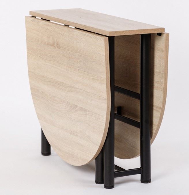 Стол-книжка в сложенном виде, стиль современный, изготовлен из ЛДСП и металла, цвет дуб санома
