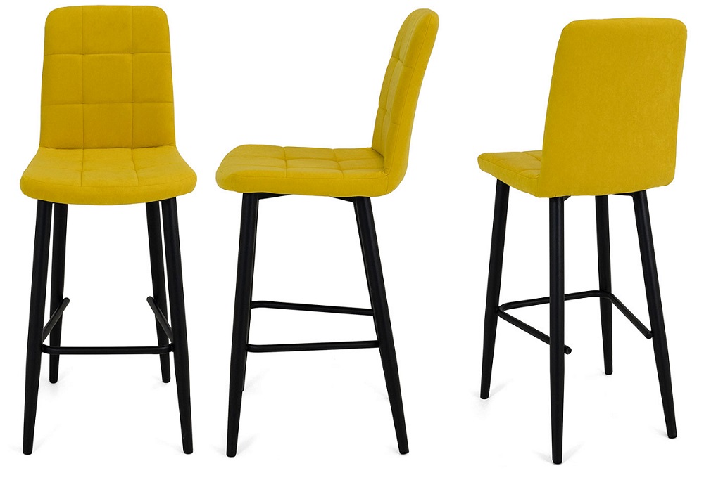 Полубарный стул на металлокаркасе. Цвет желтый.