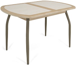 Раскладной стол с плиткой. Цвет бежевый/беленый дуб.