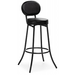 Барный стул высокий со спинкой на металлокаркасе. Цвет черный.
