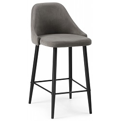 Полубарный стул из велюра на металлокаркасе. Цвет темно-серый.