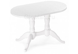 Стол обеденный овальной формы нераскладной из массива дерева и ЛДСП. Цвет: белый/рисунок.