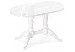 Стол обеденный овальной формы нераскладной из массива дерева и ЛДСП. Цвет: белый глянец.
