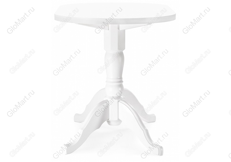 Стол обеденный овальной формы нераскладной из массива дерева и ЛДСП. Цвет: белый глянец. Вид сбоку.