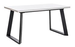Прямоугольный раскладной стол из стекла и ЛДСП, на металлокаркасе. Цвет белый.