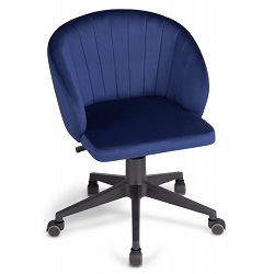 Компьютерное кресло мягкое с обивкой из велюра в стиле модерн. Цвет: темно-синий.
