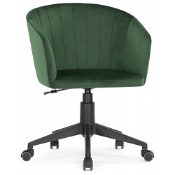 Компьютерное кресло мягкое с обивкой из велюра в стиле модерн. Цвет: зеленый (изумрудный).