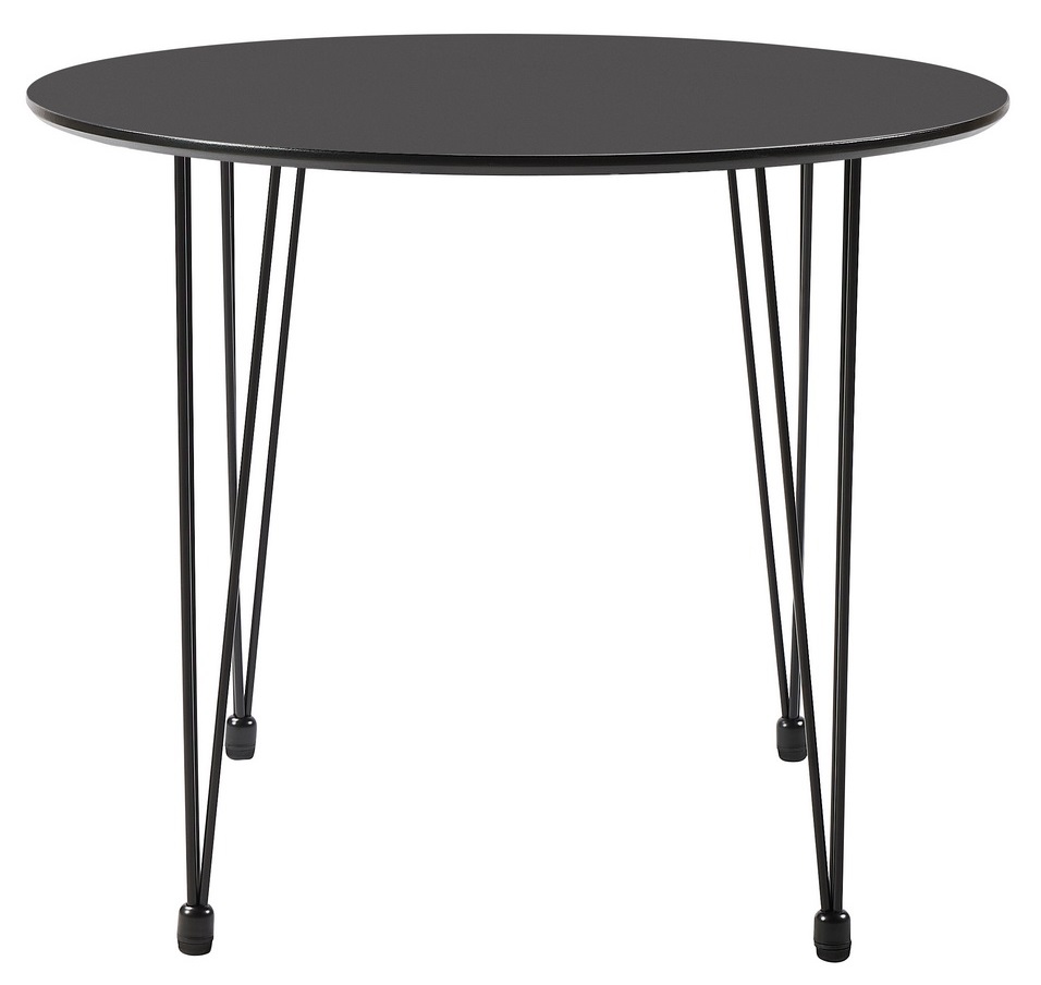 Круглый стол из МДФ с ножками-прутьями. Цвет черный.
