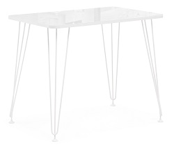Обеденный стол из стекла и ЛДСП. Цвет белый.