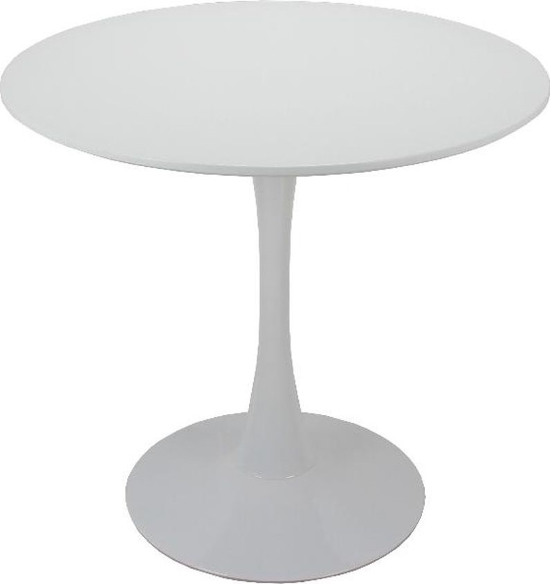 Круглый стол из МДФ на одной ножке. Цвет белый.