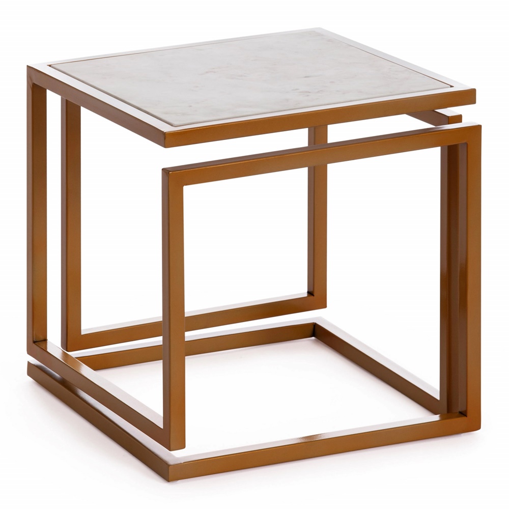 Квадратный кофейный столик, каркас алюминиевый, столешница-мрамор