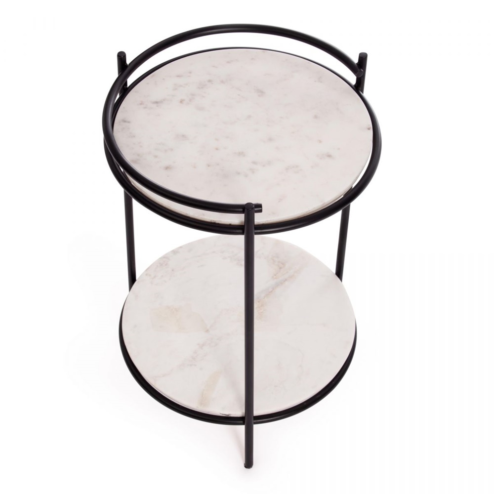 Круглый кофейный столик, каркас алюминиевый, столешница-мрамор