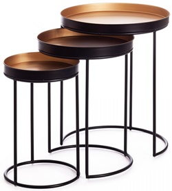 Набор круглых столиков из металла, цвет: черный/античная медь 