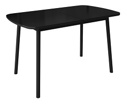 Раскладной стол со стеклом на металлокаркасе. Цвет черный.