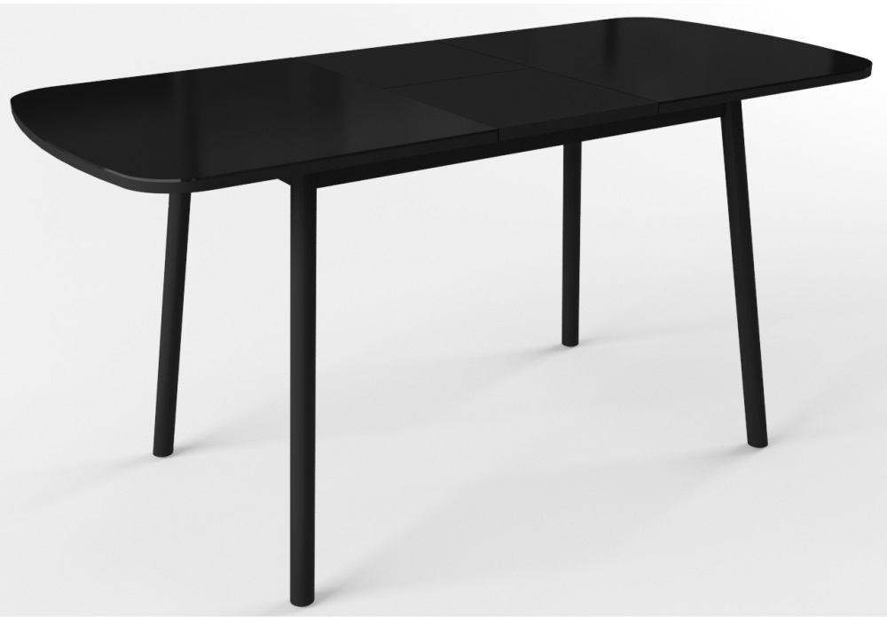 Раскладной стол со стеклом на металлокаркасе. Цвет черный.
