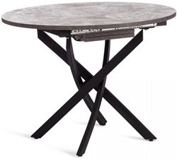 Раскладной обеденный стол из ЛДСП и металла, цвет: Гранит Габбро/чёрный