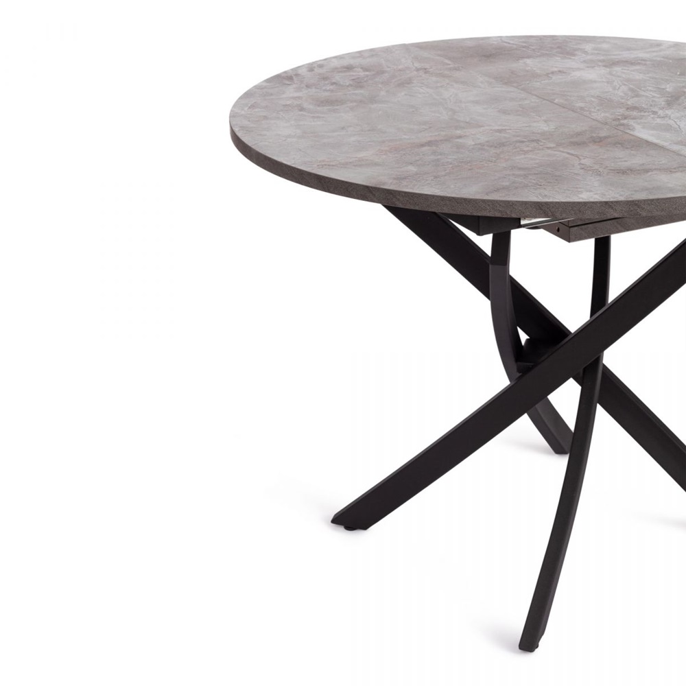 Раскладной обеденный стол из ЛДСП и металла, цвет: агат серый/чёрный