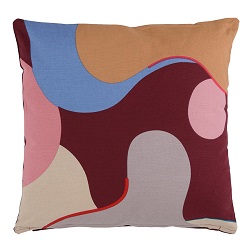 Декоративная подушка из хлопка с авторским принтом. Цвет серый/розовый/бордовый/горчичный.