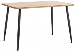Обеденный нераскладной стол, столешница ЛДСП, цвет: дуб вотан, каркас металлический черного цвета