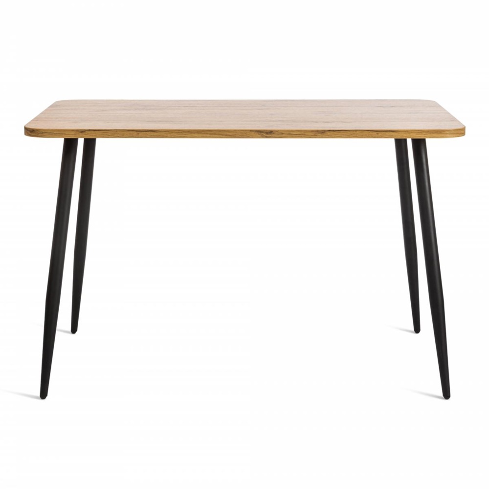 Обеденный нераскладной стол, столешница ЛДСП, цвет: дуб вотан, каркас металлический черного цвета