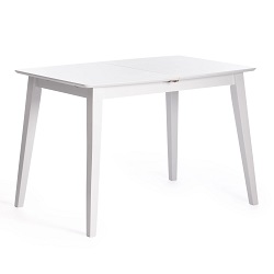 Раскладной обеденный стол из МДФ и массива гевеи в скандинавском стиле. Цвет белый.