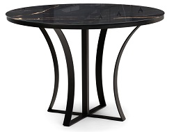 Обеденный стол на металлокаркасе со стеклянной столешницей. Цвет обсидиан/ черный.