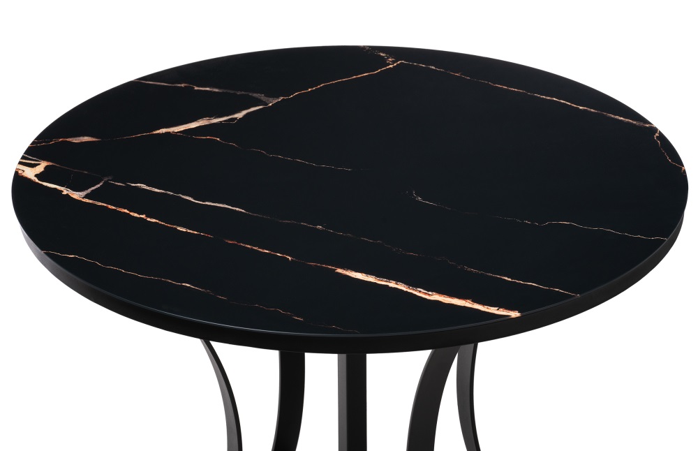 Обеденный стол на металлокаркасе со стеклянной столешницей. Цвет обсидиан / черный.