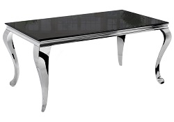 Прямоугольный стол со стеклом. Цвет черный.
